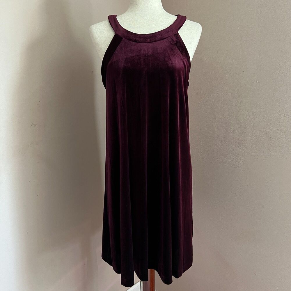 Betsey Johnson Burgundy Velvet Sleeveless Dress Size 10 Party Cocktail 90s Style